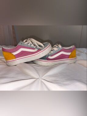 Vans Pink Blue Yellow Kids Low-Top Sneakers